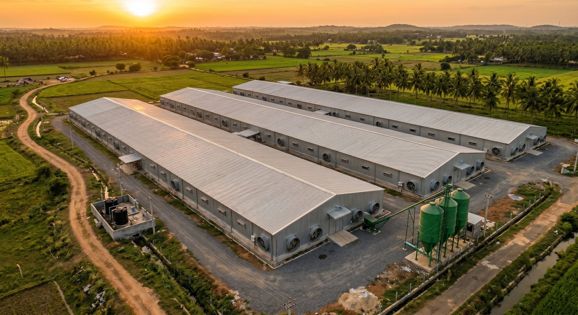 Modern poultry farm facility operated with Bharat Poultry equipment